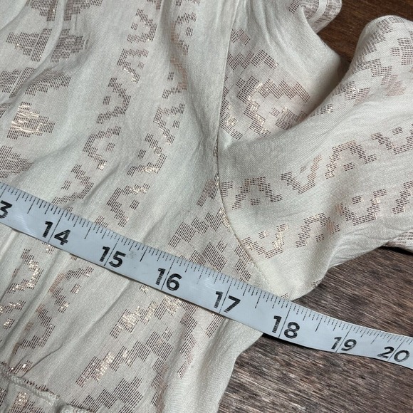 Blush Shimmery Boho Babydoll Mini Dress Small Festival Fairy Coquette Peasant - Picture 7 of 13